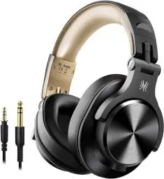 Produktbild: OneOdio Bluetooth Kopfhörer Over Ear, 72 Stdn HiFi Stereo Kopfhörer Kabellos, Wireless Headphones mit 6.35mm & 3.5mm Klinke für Studio DJ Handy PC AMP - Gold