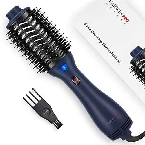 Produktbild: One-Step Warmluftbürste Föhnbürste, PARWIN PRO BEAUTY Rundbürstenföhn, 4 in 1 Ovale Haartrockner lockenbürste, Ionen Fönbürste Rundbürste für Trocknen, Glätten und Volumen, 1000 Watt, (Preußischblau)