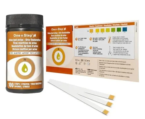 Produktbild: One+Step 100 pH Teststreifen Urin I pH Tester mit Referenzfarbkarte I pH Test I Übersäuerung Teststreifen I Säure Basen Teststreifen