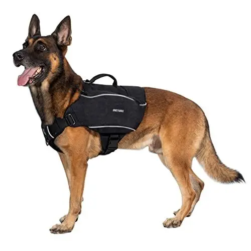 Produktbild: OneTigris CAMELUS Hunderucksack Reißen Camping Wandern Hundebackpack für M/L Größe Hunde (l, Schwarz)