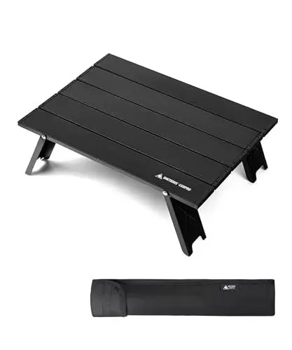 Produktbild: OneTigris Campingtisch klappbar klein Alu, Klapptisch Aluminium faltbar Camping Mini, Outdoor Tisch Ultraleicht tragbarer, Tragfähigkeit bis zu 30 kg für Outdoor, Wandern(39,5 x 29 x 12,5 cm)