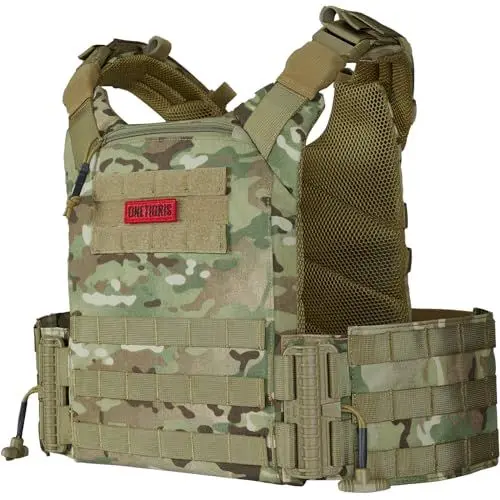 Produktbild: OneTigris FYR Plattenträger, Taktische Plate Carrier Schnellverschluss-System Airsoft Weste, Verstellbarer MOLLE Platten Träger Brustschützer für Paintball Polizei Softair