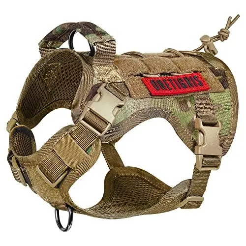 Produktbild: OneTigris Hundegeschirr, FIRE WATCHER Taktische Geschirr Sicherheitsgeschirr Hunde Hundeweste mit 1 Griffe und 2 D-Ring 1000D Nylon (XS, Mehrfarbig)