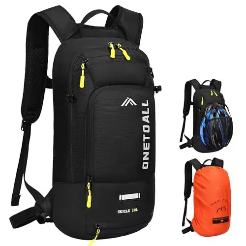 Produktbild: LOCAL LION ONETOALL Fahrradrucksack Klein 10L mit Regenschutz und Helmnetz, MTB Rucksack für Damen und Herren, Kleiner Wanderrucksack Wasserdicht zum Radfahrren Wandern Tagestour Outdoorsports
