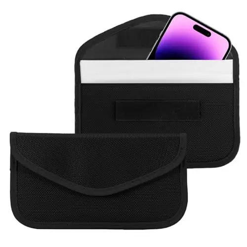 Produktbild: ONEVER Tasche mit Signalblockierungsfunktion, 2 Stück Abschirmung von GPS und RFID, Faraday-Tasche, Hülle für Handy, Autoschlüssel, Schlüsselanhänger Daten- und Persönlichkeitsschutz-8.15 * 4.7 Zoll