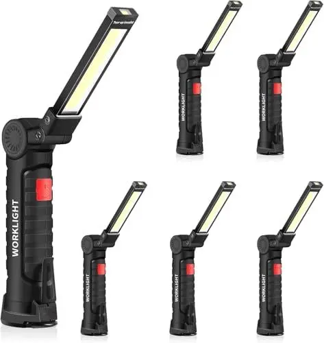 Produktbild: ONEVER Wiederaufladbare Arbeitsleuchte, LED-Taschenlampe, tragbare Inspektionslampen mit 5 Modi, um 360° drehbare Taschenlampe mit Magnetfuß und Haken, für Garage, Werkstatt und Notfall, 6 Stück