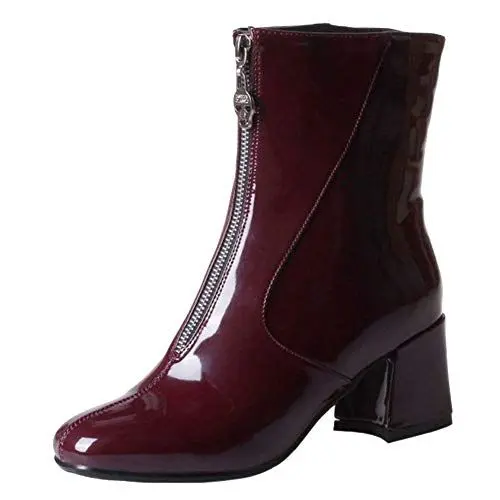 Produktbild: Onewus Damen Blockabsatz Kurzschaft Stiefel mit Abgerundeter Spitze (Rotwein, 38 EU)