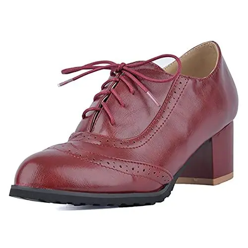 Produktbild: Onewus Damen Brogue Pumps mit Blockabsatz (Red, 43 EU)