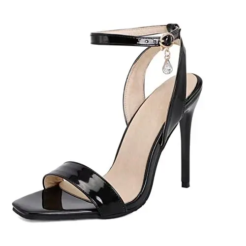 Produktbild: Onewus Damen Elegante Sandaletten mit Stilettos und offener Spitze für Sommer Partys (Schwarz,45 EU)