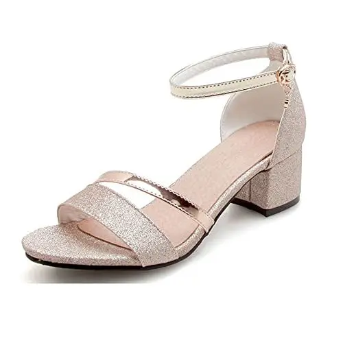 Produktbild: Onewus Damen Fashion Open Toe Schnalle Blockabsatz Sandalen (Gold, 41)