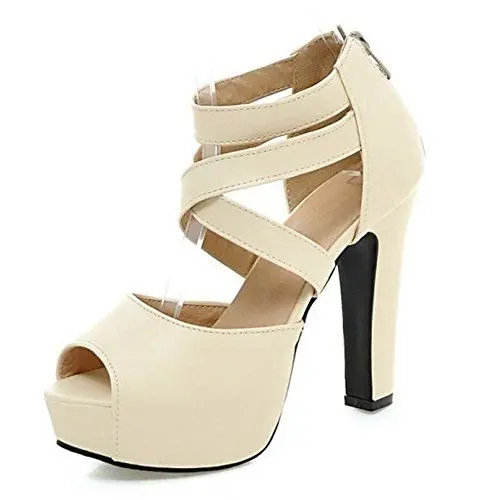 Produktbild: Onewus Damen Gladiator Sandalen mit Blockabsatz Peep Toe Plateau Sandalen