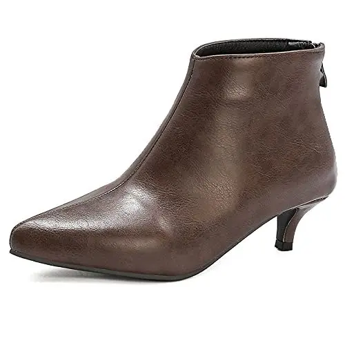 Produktbild: Onewus Fashion Damen Stiefeletten mit Kitten Heels und spitzer Zehe (Dunkelbraun, 37)