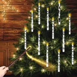 Produktbild: Onherm 12 Stück Schwebende Kerzen mit Zauberstab, Gemischte Muster LED Stabkerzen mit Timerfunktion Flackernde Schwimmende Kerzen Fliegende Kerzen Deko Kerzen für Weihnachten, Partydekoration