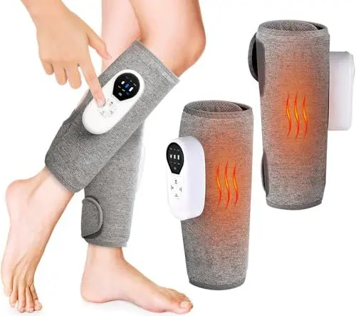 Produktbild: Onherm 2 Stück Beinmassagegerät für die Lymphdrainage mit Luftkompression, Wadenmassagegerät Kabellos mit 3-stufiger Heizfunktion und Vibrationsfunktionen, 3 Massagemodi zur Muskelentspannung
