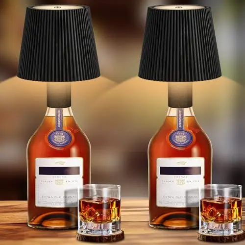 Produktbild: Onherm 2 Stück LED Flaschenlampe, Dimmbare 3 Farben Flaschenlicht,IP54 Kabellose Touch Tischlampe für Innen und Außen, 5200 mAh Tragbare Schreibtischlampe für Innen und Außen Restaurant & Bar
