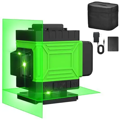Produktbild: Onherm Laser Wasserwaage Selbstnivellierend, 8 Linienlaser Grün, 360°x2, 50 Meter, USB-Aufladbar Kreuzlinienlaser, Staub & Wasserschutz Drehbar Nivelliergerät für Räume Bildaufhängen Baustellen