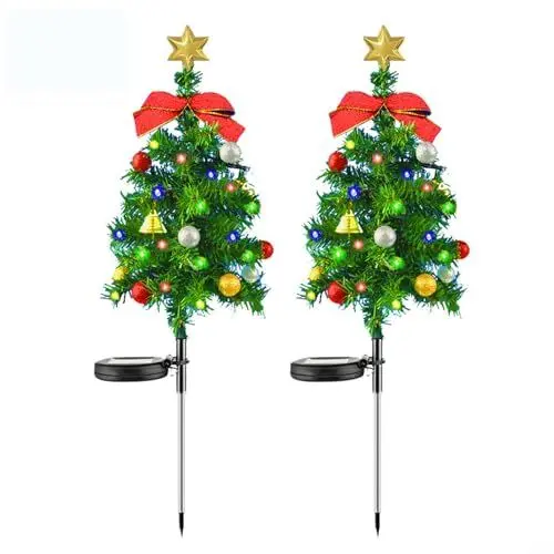 Produktbild: Oniissy Solarleuchten Außen Garten, 2 Pack Solar Baum Lichter IP65 Wasserdicht, Weihnachtsbaum Lichter Outdoor Solar Power Yard Dekoration Solar Stake Lights für Terrasse Rasen