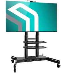 Produktbild: ONKRON Mobiler TV Ständer rollbar für 50-86 Zoll TVs bis zu 105 kg, Fernsehständer höhenverstellbar max 800x500 VESA Standfuß Fernseher - TV Wagen mit Rollen/TV Rollständer Schwarz TS1881-B