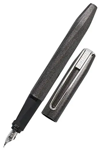 Produktbild: ONLINE Füller Slope Metallic Black, Patronen-Füller mit ergonomischem Griffstück, hochwertige Iridium-Feder medium, Standard-Tintenpatronen, inkl. Kombipatrone blau, für Schule und Büro