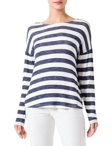 Produktbild: ONLY Damen ONLLIRA L/S String TOP JRS 15307320,Dress Blues/Stripes:Cloud Dancer,S
