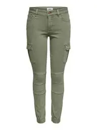 Produktbild: ONLY Cargo Jeans Hose | Stretch Denim Jogger Pants | Slim Mid Waist Karottenhose ONLMISSOURI, Farben:Grün, Größe:40W / 32L, Z-Länge:L32