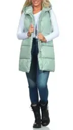 Produktbild: ONLY Damen 3/4-lange Steppweste ONLAsta Puffer Waistcoat mit Kapuze 15300256 Aqua Gray M