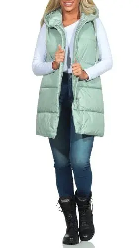 Produktbild: ONLY Damen 3/4-lange Steppweste ONLAsta Puffer Waistcoat mit Kapuze 15300256 Aqua Gray M