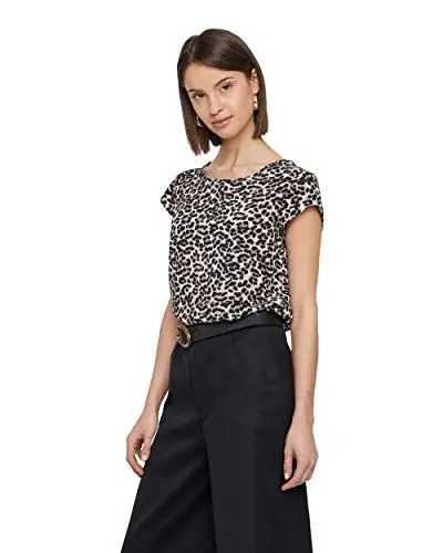 Produktbild: ONLY Damen Onlmoster Stripe O-Neck Top JRS Noos S/S Tops, Mehrfarbig Pumice Stone AOP Leo AOP,36