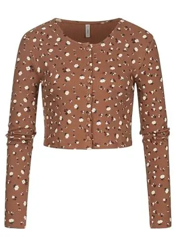 Produktbild: ONLY Damen Cropped Cardigan Blumen Muster carob braun