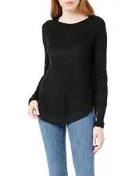 Produktbild: ONLY Damen Dünner Strick Pullover | Langarm Rundhals Knitted Sweater | Basic Stretch Jumper ONLCAVIAR, Farben:Schwarz, Größe:M