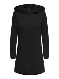 Produktbild: ONLY Damen Eleganter Mantel Coat Cozy Fleecejacke ONLSEDONA Basic Cardigan mit großer Kapuze und Reißverschluss, Farben:Schwarz, Größe:M
