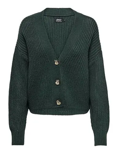 Produktbild: ONLY Damen Kurze Strickjacke Langarm V-Ausschnitt Cardigan Knitted Basic Stretch Sweater ONLCAROL
