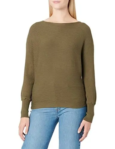 Produktbild: ONLY Damen Kurzer Strickpullover | Knitted Basic Stretch Sweater | Langarm Shirt U-Boot ONLADALINE, Farben:Olive, Größe:S