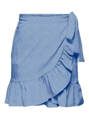 Produktbild: ONLY Damen Onlolivia Wrap Skirt WVN Noos Rock, Blue Bonnet/AOP:Confetti Dot, XS EU