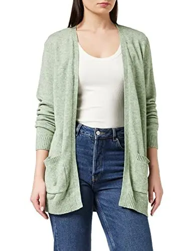 Produktbild: ONLY Damen Onllesly L/S Open Cardigan KNT Noos Strickjacke,Basil/Detail:w. Melange,S