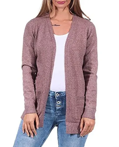 Produktbild: ONLY Damen Onllesly L/S Open Cardigan KNT Noos Strickjacke 15174274,Rose Browndetail:w. Melange,XL
