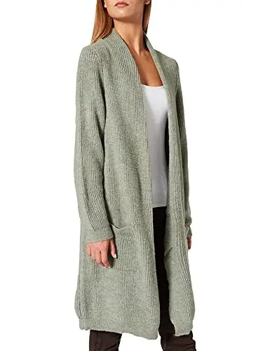 Produktbild: ONLY Damen Lange Strickjacke mit Taschen | Stretch Casual Langarm Gerippt | Open Cardigan Noos ONLJADE, Farben:Grün, Größe:XL