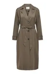 Produktbild: ONLY Damen Langer Trench Coat | Eleganter Basic Übergangs Mantel | Einreihig Longline mit Gürtel ONLLINE, Farben:Braun-3, Größe:L