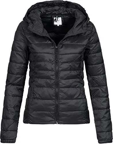 Produktbild: ONLY Damen Leichte Steppjacke ONLTAHOE Wattierte Herbst Frühling Übergangsjacke mit Kapuze & Reißverschluss, Farben:Schwarz, Größe:XL