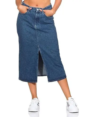 Produktbild: ONLY Damen Midi Jeans Rock ONLBianca 15319268 Medium Blue Denim L