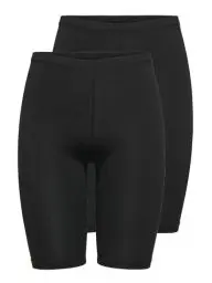 Produktbild: ONLY Damen Mini Shorts Leggins 2-er Stück Pack | Fitness Radlerhose Onllive | Unterrock Hotpants, Farben:Schwarz-Schwarz, Größe:40