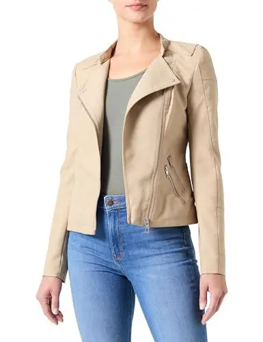Produktbild: ONLY Damen Wildleder-Optik Biker-Jacke OnlSherry Übergangs-Jacke, White Pepper ,32