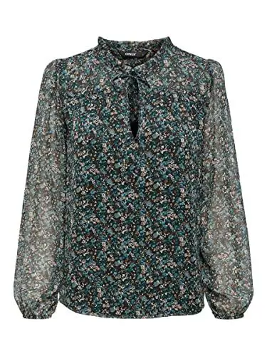 Produktbild: ONLY Damen ONLDITSY L/S Blouse WVN NOOS Bluse, Balsam Green/AOP:Fall Ditsy, M