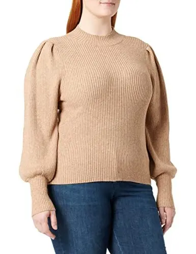 Produktbild: ONLY Damen ONLKATIA L/S Highneck Pullover KNT NOOS Strickpullover, Toasted Coconut/Detail:w. Melange ,XL