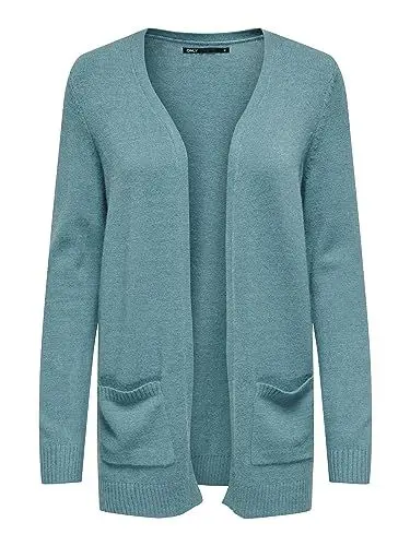 Produktbild: ONLY Damen Onllesly L/S Open Cardigan KNT Noos Strickjacke 15174274 ,Storm Blue/Detail:melange ,S