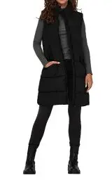 Produktbild: ONLY Damen 3/4-lange Steppweste ONLMatilde Long mit Stehkragen 15274066 Black XS