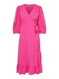 Produktbild: ONLY Damen ONLOLIVIA 3/4 WRAP Dress WVN NOOS Midi Kleid, Fuchsia Purple, M