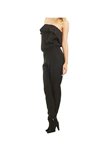 Produktbild: ONLY Damen Off-Shoulder Jumpsuit Overall Einteiler Einfarbig Schulterfrei Onesie, Farbe:Schwarz, Größe:36