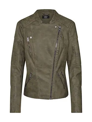 Produktbild: ONLY Damen Wildleder-Optik Biker-Jacke OnlSherry Übergangs-Jacke, Kalamata,46