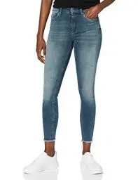Produktbild: ONLY Damen Skinny Fit Jeans Mid Waist Denim Stretch Hose Stoned Washed Design mit Fransen ONLBLUSH